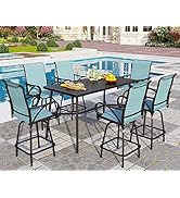 Amazon.com: PHI VILLA Outdoor Patio Swivel Bar Set of 3, Textilene